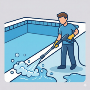 Pool deck pressure washing